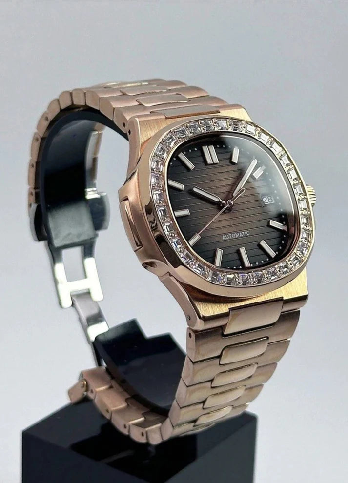 NAUTILUS ROSE GOLD GEMED BROWN MOD