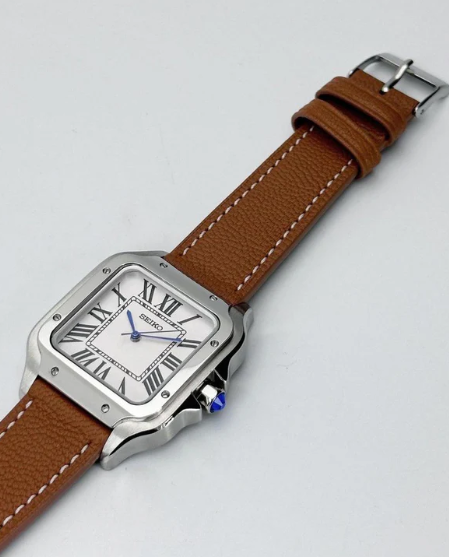 SANTOS WHITE LEATHER STRAP MOD