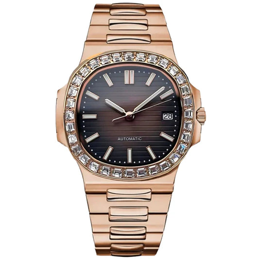 NAUTILUS ROSE GOLD GEMED BROWN MOD