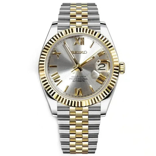 DATEJUST TWO TONE SILVER ROMAN