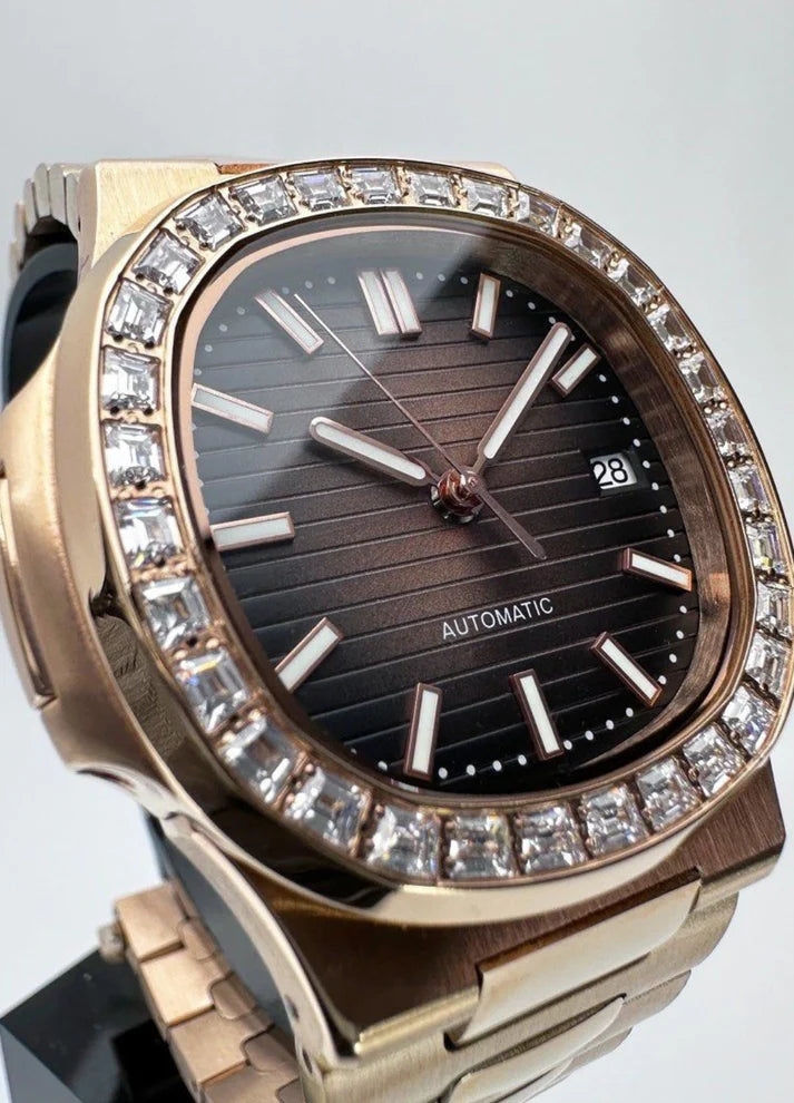 NAUTILUS ROSE GOLD GEMED BROWN MOD